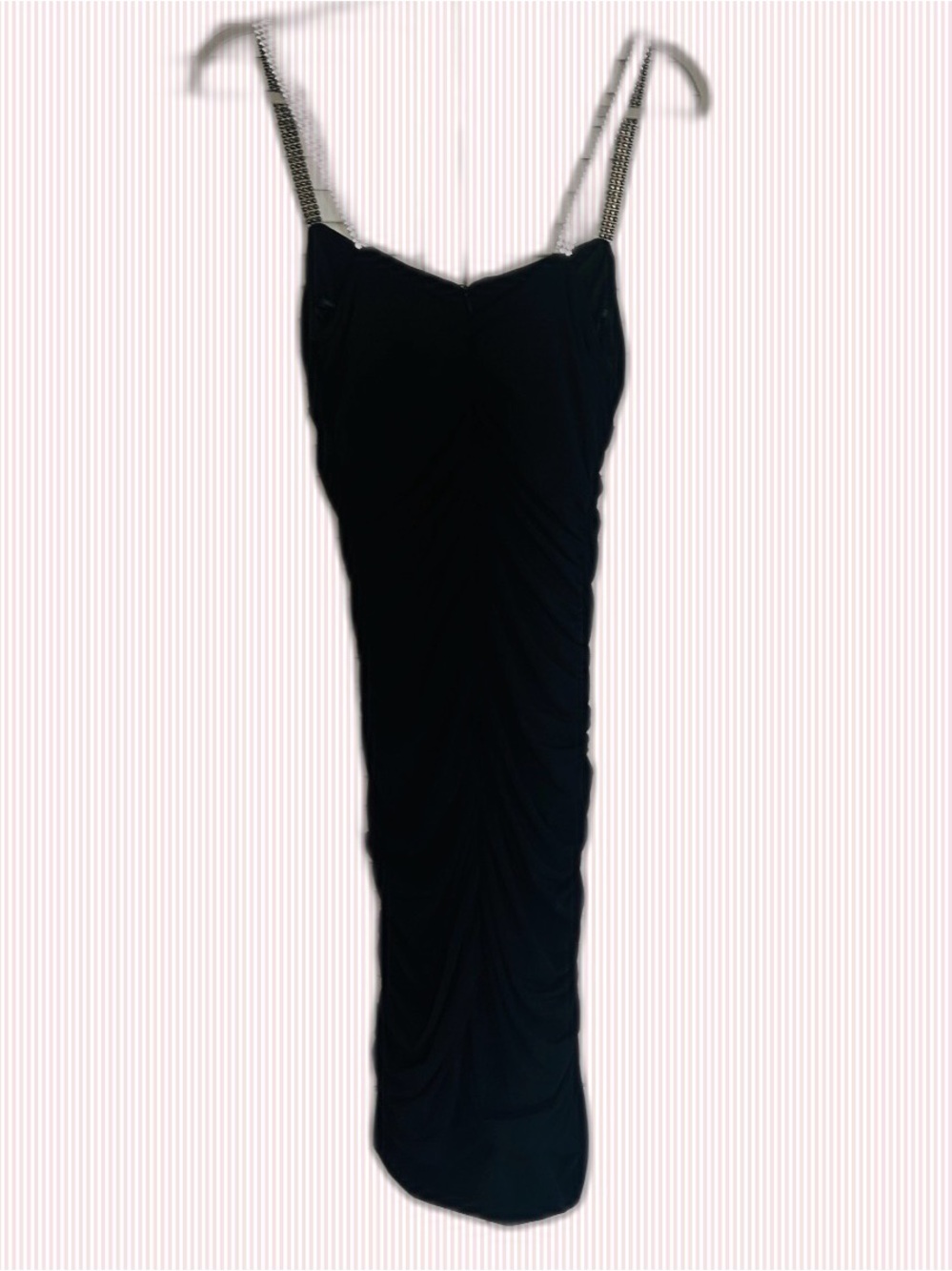 Moda International Black Dress with Rhinestone Chain Straps